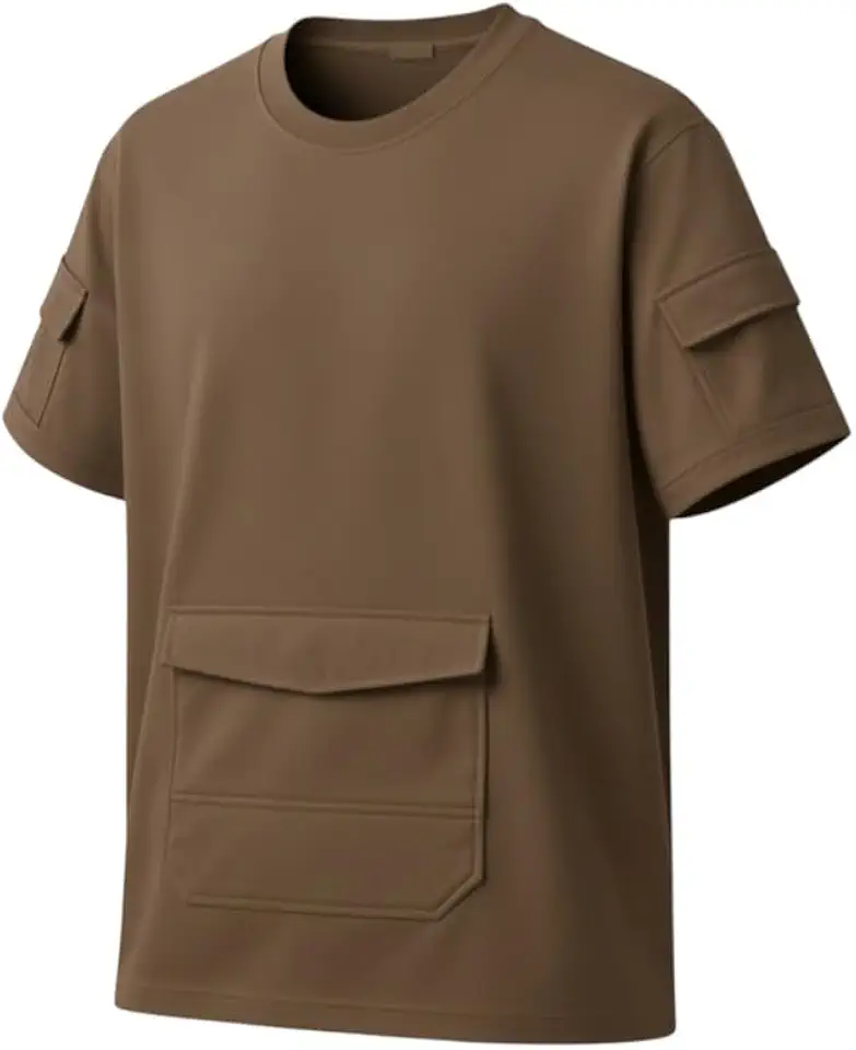 TFA Solid Cotton Blend | Oversized Round Neck | Cargo Pocket |T-Shirt for Men