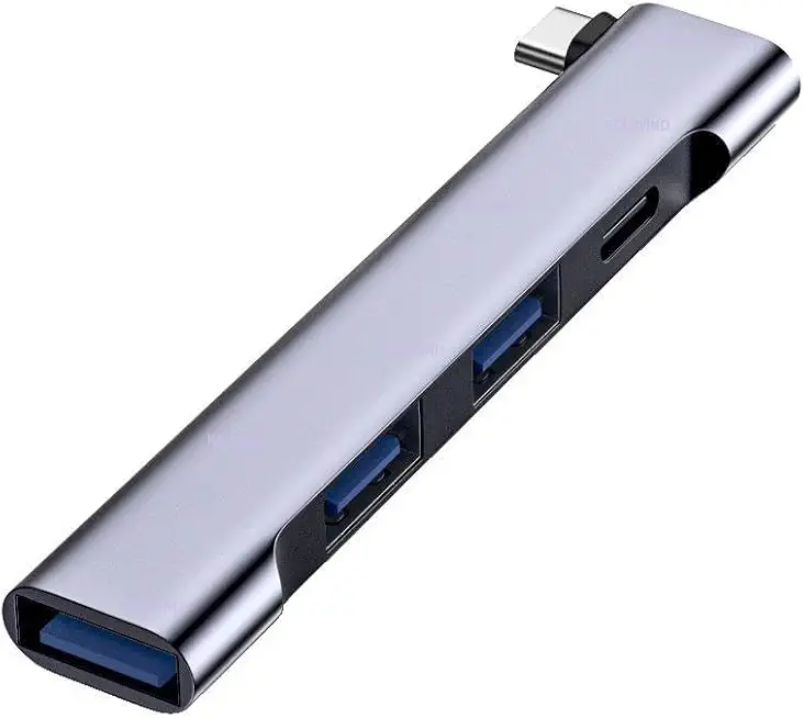 Type C Hub, 4-Port USB Multiport Adapter with 1xUSB-C 60W Fast Charge 1xUSB 3.0 and 2xUSB 2.0 Ports for MacBook Air/Pro iPhone iPad & Android Phone Laptops (Type-C to 3xUSb & 1USB-C Charge)