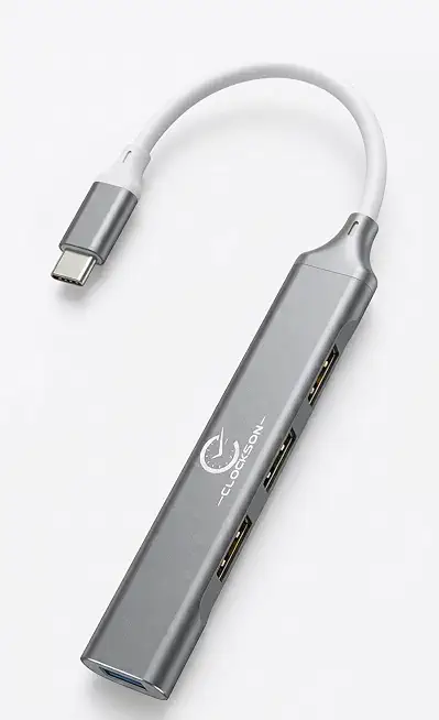 4-in-1 Type-C USB Hub Adapter with 4 USB Ports, 5Gbps High Speed Data Transfer Aluminum Multiport Dongle for Laptop, PC & MacBook