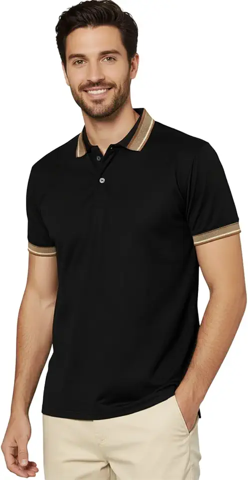 LEOTUDE Men's Matty Solid Polo T-Shirt Half Sleeves, Classic Collar Casual & Office Wear Tshirts for Mans (Colour: Brown)