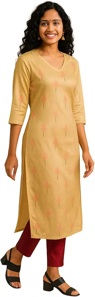 Gold Silk Womens Kurti | Kurta for Office | Ethnic Wear | Festive | Casual | Workwear | Function Wear | Diwali | Women's Gifts | Anniversary | Birthday | Christmas | New Year