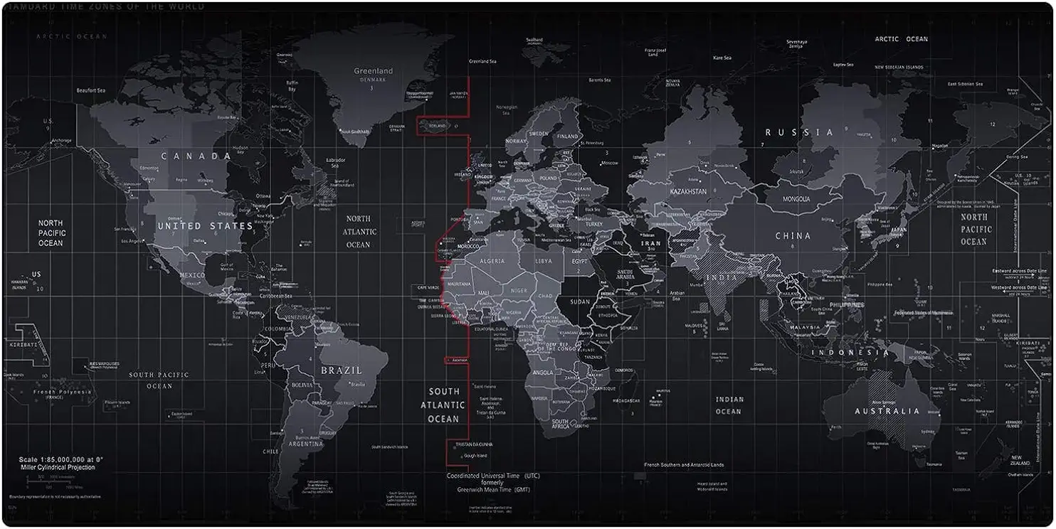 INOVERA World Map Extended Anti Slip Rubber Gaming Stitched Mouse Pad Desk Mat for Computer Laptop (Black, 890L x 400B x 2H mm)