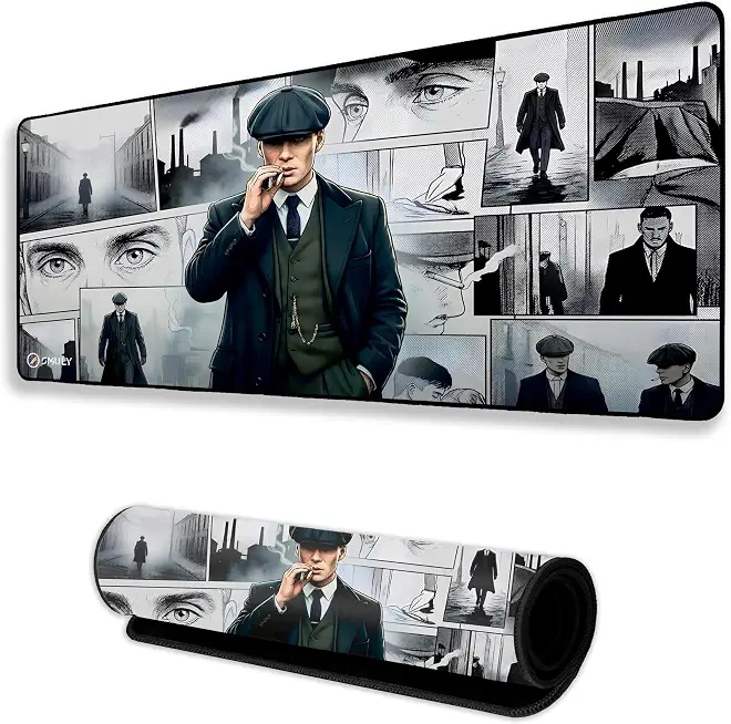 Vintage Gangster XL Mouse Pad 58.5x28 cm Extended Gaming Desk Mat with Anti-Slip Rubber Base Mousepad for Smooth Surface Desk pad for PC & Laptop Use Waterproof & Stiched Multicolour Deskpad