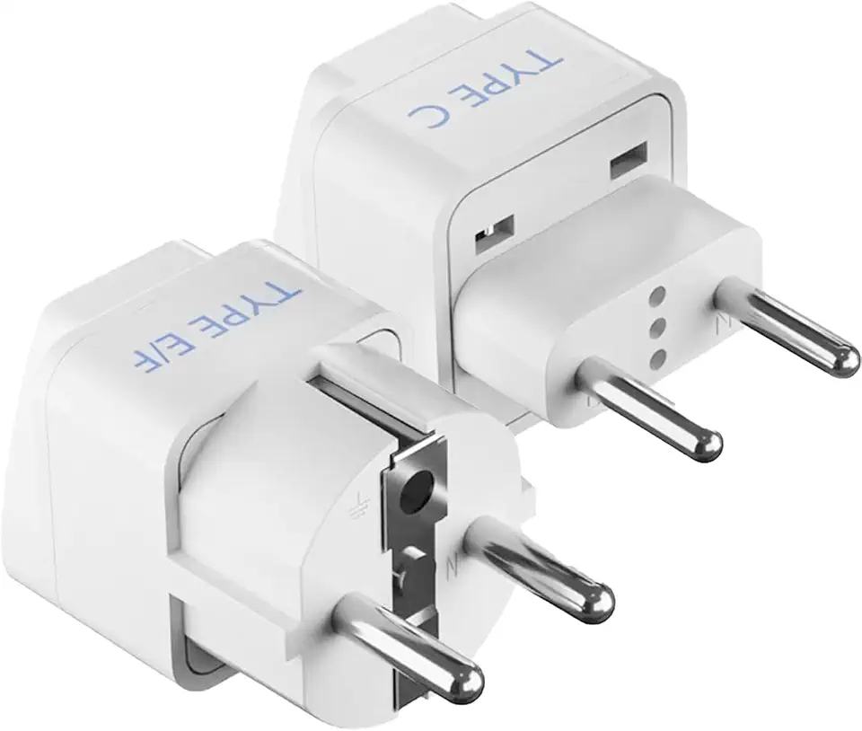 Ceptics European Travel Plug Adapter - Light Weight, Schuko Type E/F - Ultra Compact - India to Most of Europe - CE Certif...