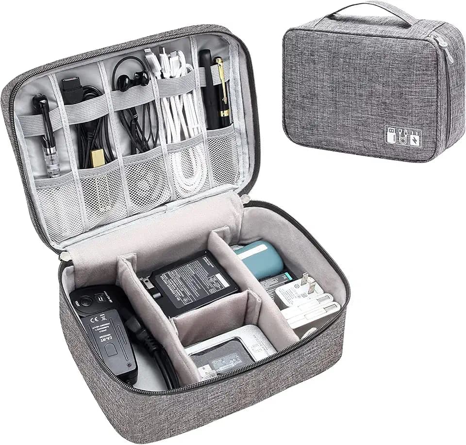 House of Quirk Polyester Electronics Accessories Organizer Bag, Universal Carry Travel Gadget Bag For Cables, Plug And Mor...